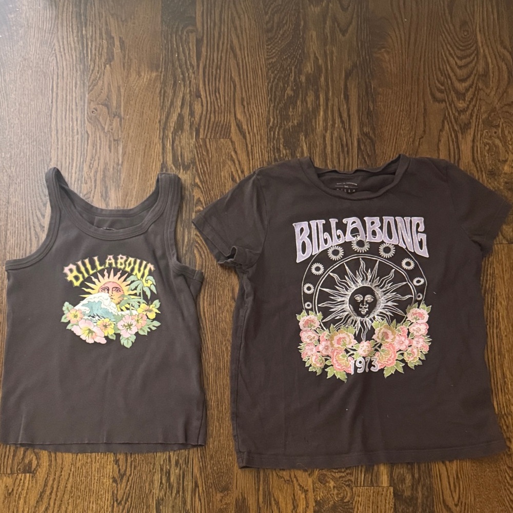 Billabong Kids' Graphic Tank and Tee Set - Black with Floral Accents